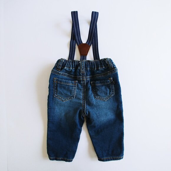 Baby B'Gosh Knit-Denim Removable Suspender Pants 6 Months - Picture 2 of 8